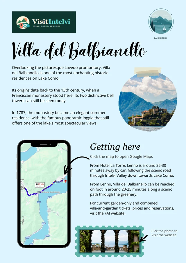 Preview of the Villa del Balbianello PDF guide